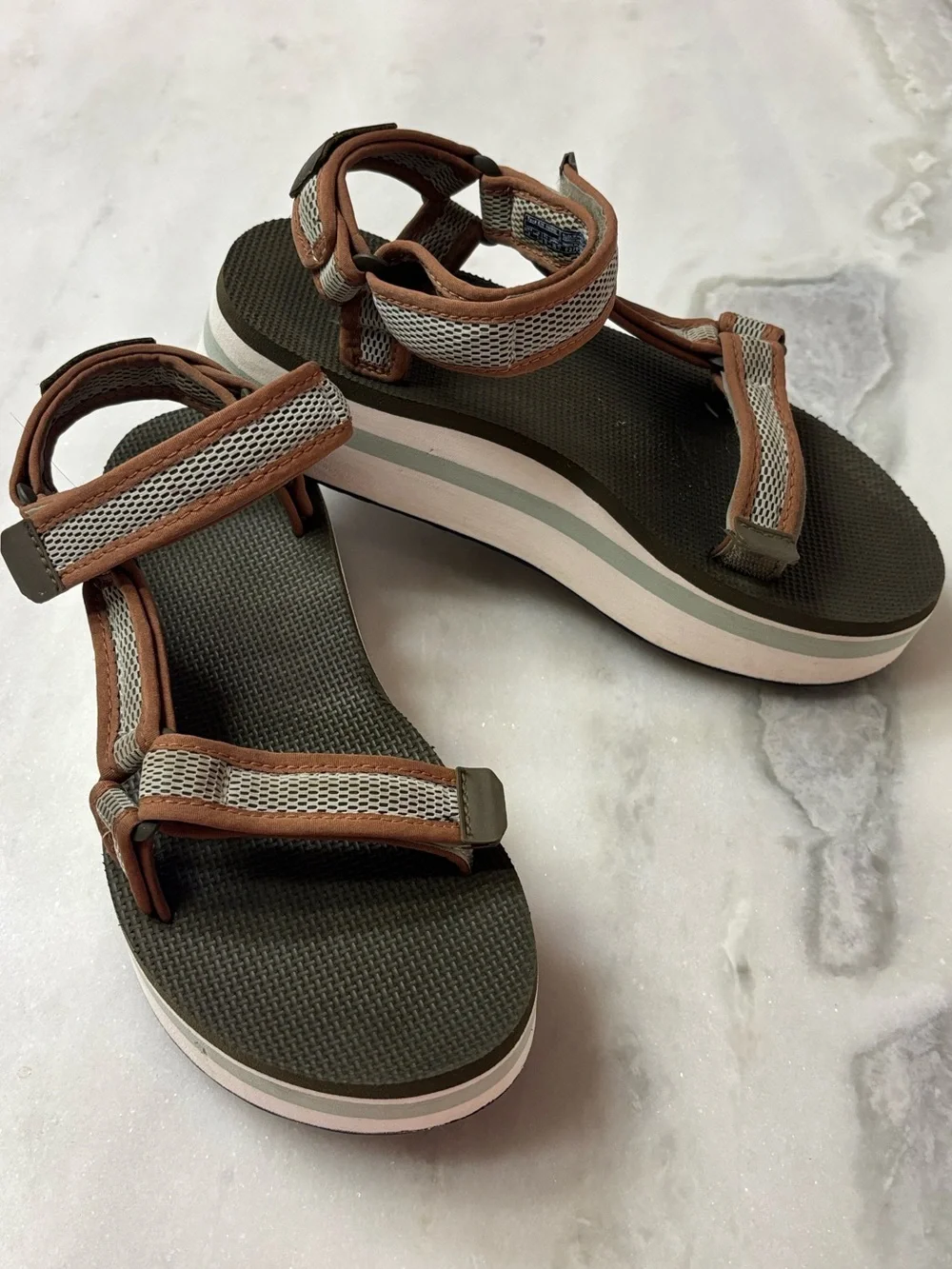 Teva Midform Universal Platform Sport Sandals Olive Brown Women’s Size 8